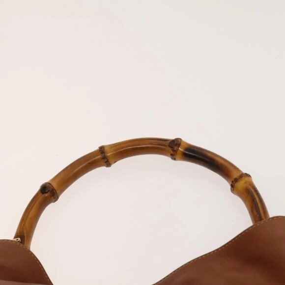 GUCCI Bamboo Hand Bag Leather 2way Brown Gold - Picture 11 of 16